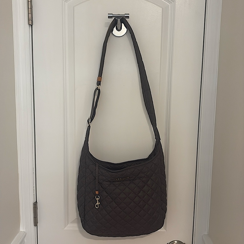 MZ Wallace crossbody dark grey bag preowned clean! Adjustable wide strap.